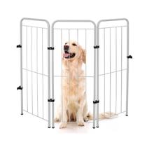 Cercado Dobrável Pet Cães Gatos Coelhos 98cm 3 Módulos Utilyse Branco Preto Separador de Ambientes