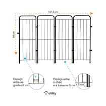 Cercado Dobrável Separador de Ambientes 98cm com 4 Módulos Utilyse Branco Preto para Pets