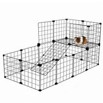 Cercado Gaiola Pet Coelho Porquinho da Índia 2 Andares 60x120x60 cm Preto