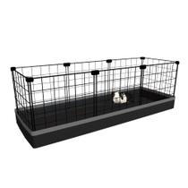 Cercado para Porquinho da Índia 40x120x40cm Preto com Tapete Higiênico Impermeável Fácil de Limpar