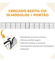 Cercado Pet Cães Cachorros Coelhos Com 10 Módulos Portão 83cm Utilyse Branco Preto
