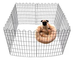 Cercado Pet Cercadinho Grade Cachorro 8 Telas Móvel Cor Preto Metal Pet