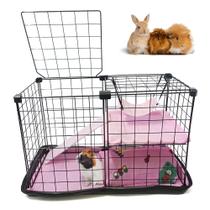 Cercado Pet Porquinho da Índia 30x60x40 Preto com Teto Toca Rede e Tapete Completo com Acessórios para Fêmea Cercado Pet Porquinho da Índia 30x60x40 Preto com Teto Toca Rede e Tapete Completo com Acessórios para Fêmea