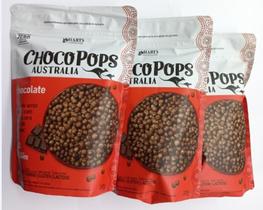 Cereal Matinal Saudável ChocoPops Australia Sabor Chocolate de 200 g-Kit 03 Unidades-Hart's Natural