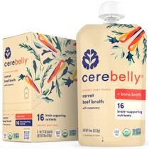 Cerebelly Baby Food Pouches Caldo de Osso de Cenoura + Alecrim (12 Contagens) Lanches Saudáveis para Crianças Purês Orgânicos de Frutas e Vegetais 16 Nutrientes de Suporte ao Cérebro de Superalimentos