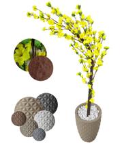 Cerejeira Amarela Com Galho Curvo Planta Artificial Com Vaso De Decoração