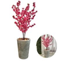Cerejeira Artificial Pessegueiro Planta Com Vaso Grande Liso - Flor Imp