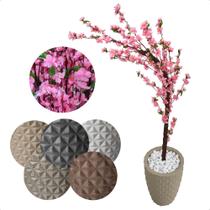 Cerejeira Artificial Rosa Bebê De Galho Curvo Vaso Decoração