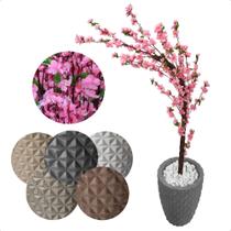 Cerejeira Artificial Rosa Bebê De Galho Curvo Vaso Decoração