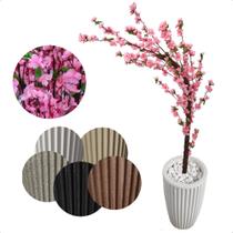 Cerejeira Artificial Rosa Bebê De Galho Curvo Vaso Decoração