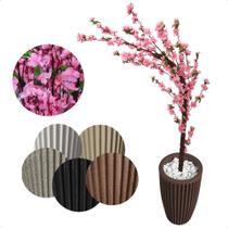 Cerejeira Artificial Rosa Bebê De Galho Curvo Vaso Decoração