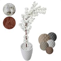 Cerejeira Japonesa Artificial Curvada Branca Grande Vaso Decorativo - Flor de Mentirinha