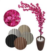 Cerejeira Japonesa Artificial Curvada Pink Grande Vaso Decorativo - Flor de Mentirinha