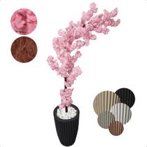 Cerejeira Japonesa Artificial Curvada Rosa Bebe Grande Vaso Decorativo - Flor de Mentirinha