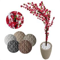Cerejeira Pink Galho Curvo Planta Artificial Vaso Decoração