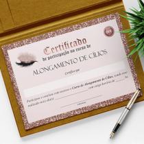 Certificado de Alongamento de Cílios para Cursos Livre (Pacote c/ 20 Unidades)