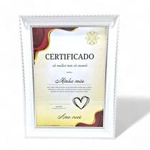 Certificado de Melhor Mãe com Moldura Branca Presente