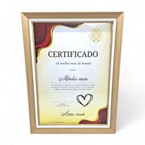 Certificado de Melhor Mãe com Moldura Marrom Presente