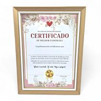 Certificado de Melhor Namorada com Moldura Marrom Presente