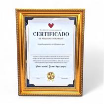 Certificado de Melhor Namorado com Moldura Dourada Presente Certificado de Melhor Namorado com Moldura Dourada Presente