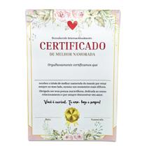 Certificado Melhor Namorada do Mundo Personalizado com Nome