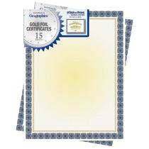 Certificate Geographics Kensington Blue com folha dourada, pacote com 15 Certificate Geographics Kensington Blue com folha dourada, pacote com 15