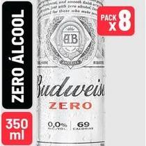 Cerveja Budweiser Zero Lata Sleek 350ml Caixa c/ 8 un 1x8 Unidades 350ml LATA