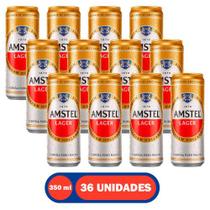 Cerveja Lager Premium Puro Malte Amstel Lata 350ml com 36 Unidades Cerveja Lager Premium Puro Malte Amstel Lata 350ml com 36 Unidades