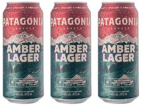 Cerveja Patagonia Amber Lager Triplo Malte - 3 Unidades Lata 473ml