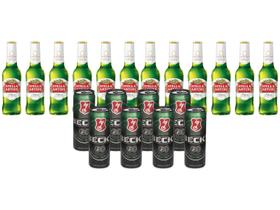 Cerveja Stella Artois Lager 12 Unidades Long Neck - 330ml + Cerveja Becks Lata 350ml 8 Unidades