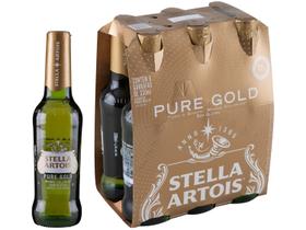 Cerveja Stella Artois Pure Gold sem Glúten Puro Malte 6 Unidades Garrafa Longneck 330ml Cerveja Stella Artois Pure Gold sem Glúten Puro Malte 6 Unidades Garrafa Longneck 330ml