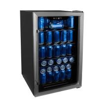 Cervejeira Expositor Vertical HQ Vidro Duplo 125 Litros Preta E Inox HQ-125CEVPV 110V