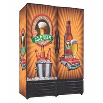 Cervejeira Vertical Frilux 1200 Litros Preto 2 Portas Cegas Adesivo Premium 220V RF-019