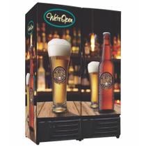 Cervejeira Vertical Frilux 1200 Litros Preto 2 Portas Cegas Adesivo Pub 220V RF-019