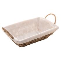 Cesta 29 cm com alça de sisal retangular com forro em tecido Wolff Mesa - 61593