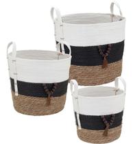 Cesta Abigail Home&Co Fibra Color 3pçs para Organizar Guardar e Decorar a Casa