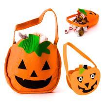 Cesta Abóbora Halloween Kit 2 Bolsas Doces Dia das Bruxas
