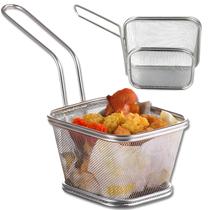 Cesta Aço Inox Com Alça Para Servir Frituras Porções Aperitivos Petiscos 10,5x9x6cm -Tam P - Ke Home Cesta Aço Inox Com Alça Para Servir Frituras Porções Aperitivos Petiscos 10,5x9x6cm -Tam P - Ke Home