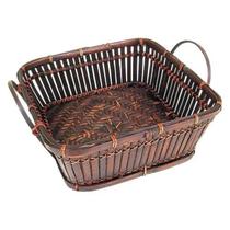 Cesta Alça Lateral Multiuso Bambu Mundiart Marrom Escuro 25x25cm Cesta Alça Lateral Multiuso Bambu Mundiart Marrom Escuro 25x25cm
