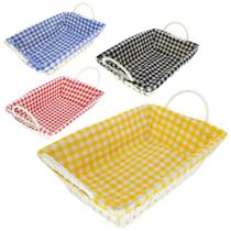 cesta aramado retangular revestido de papel tipo vime com alca + forro xadrez 29x20x8cm - YINS