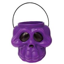 Cesta Balde Cabeça Esqueleto Kids Roxo Decoração Festa Halloween Cesta Balde Cabeça Esqueleto Kids Roxo Decoração Festa Halloween
