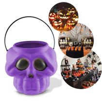 Cesta Balde Caveira Esqueleto Doce Decoração Festa Halloween
