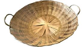 Cesta Bandejinha Balaio De Bambu 35cm Vime Palha Artesanal P