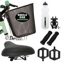 Cesta Bike Grande Aro 26 + Selim 2 Molas Confortável + Pedal + Garrafa + Suporte + Punhos