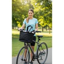 Cesta Bike Pet Nylon Removível Preta 35x25x23cm