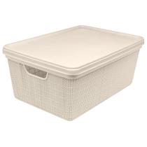 Cesta Caixa Organizadora de Objetos 15L Organizador Jaguar Juta Multiuso Para Escritorio Sala Closet Quarto Decoração Resistente Elegante