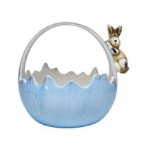 Cesta Casca De Ovo Em Cerâmica Azul Páscoa