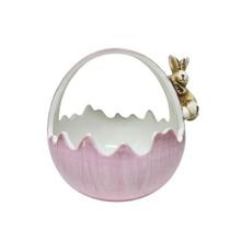 Cesta Casca De Ovo Em Cerâmica Rosa Páscoa