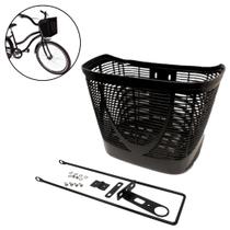 Cesta Cestinha de Plástico para Bicicleta Bike Aro 20 e 26 Grande Preta Resistente Reforçada Cesta Cestinha de Plástico para Bicicleta Bike Aro 20 e 26 Grande Preta Resistente Reforçada