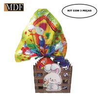 Cesta com Cercado e Aplique Coelho Cenoura Páscoa Kit 3 Un. 15X15x12 Mdf Madeira Adesivado Cesta com Cercado e Aplique Coelho Cenoura Páscoa Kit 3 Un. 15X15x12 Mdf Madeira Adesivado